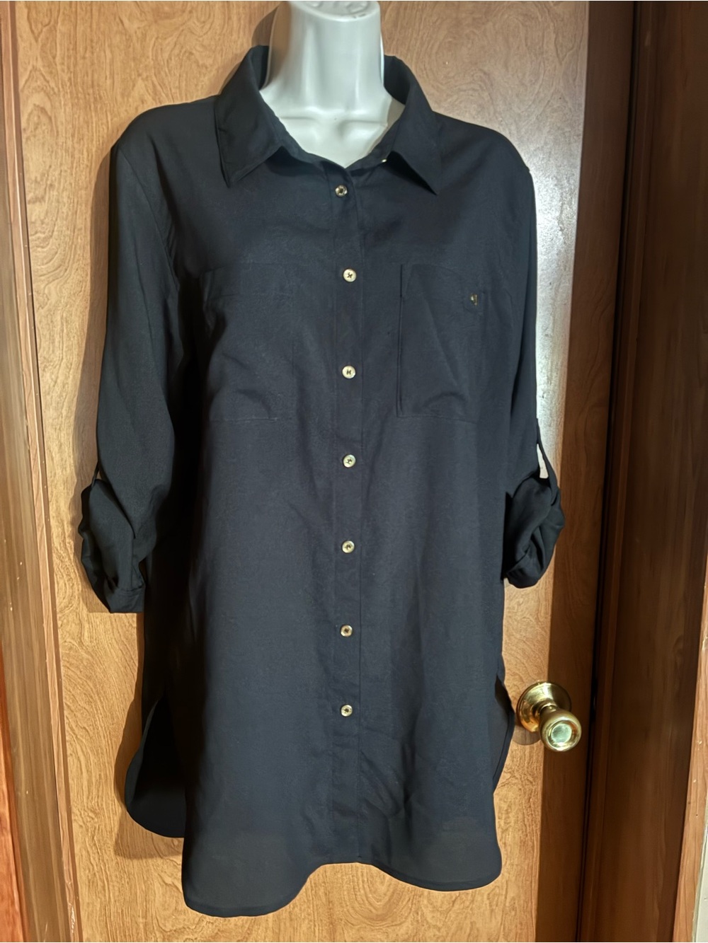 Calvin Klein Black Long Sleeve Casual Button-Down Shirt